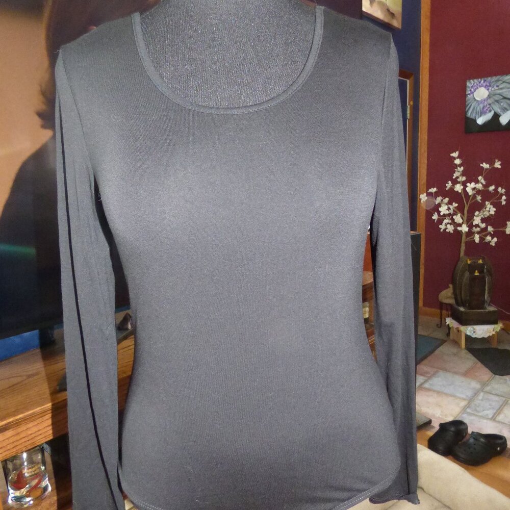 GOTH VAMPIRE WICCA EYESHADOW BLACK LONG SLEEVE BODYSUIT 2 SNAP BUTTON XL